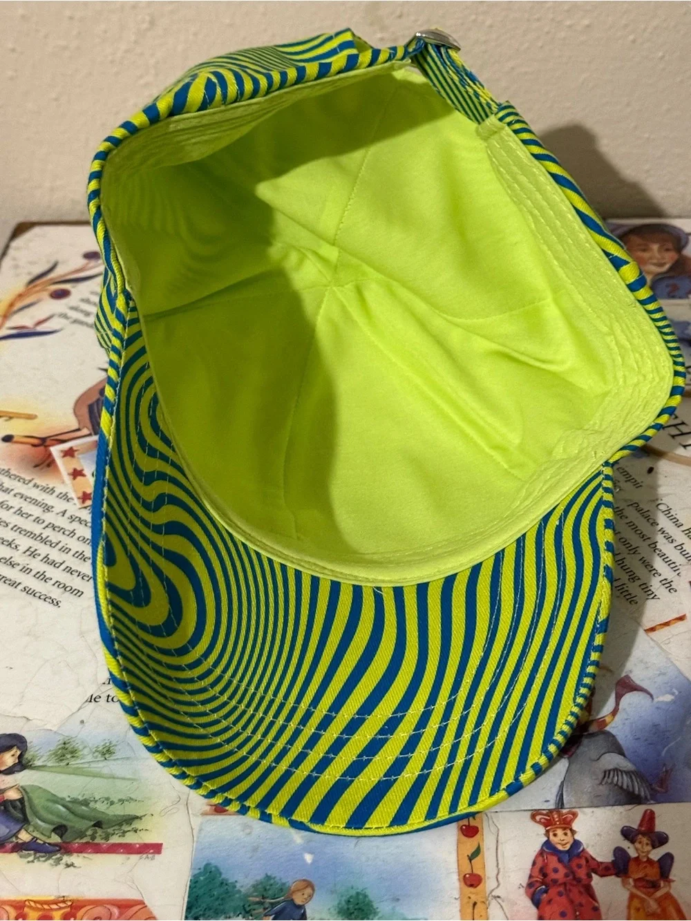 Stay Salty Neon Green and Blue Adjustable Baseball Hat. OS.